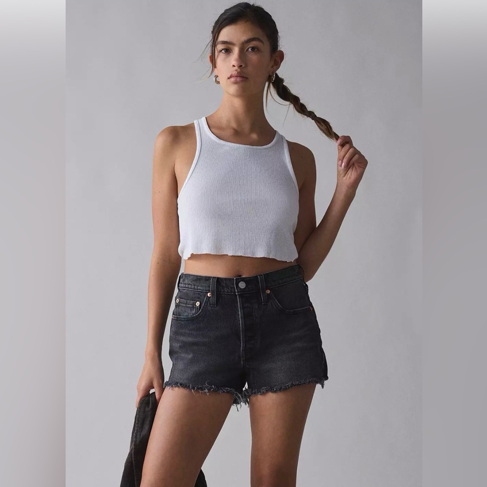 Levi’s 501 Distressed Demin black shorts